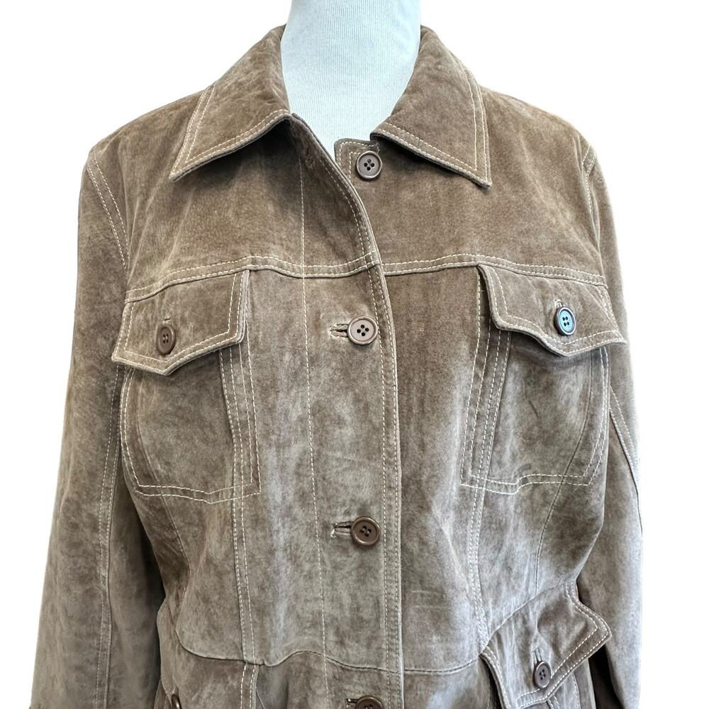 Vintage Boutique Europa Leather Trench Coat EVC Western Tombstone 90s - Picture 10 of 12